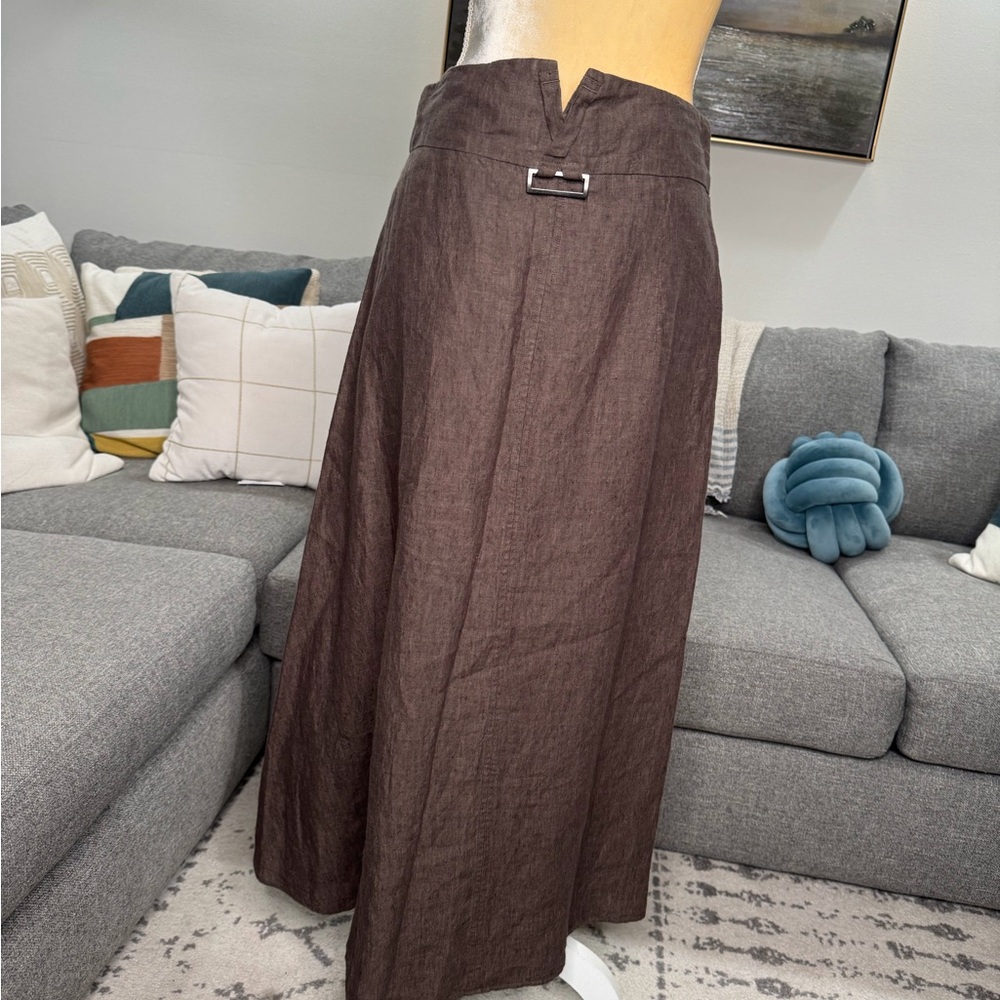 Adolfo Dominguez Brown Maxi A-Line Linen Skirt - Picture 5 of 13